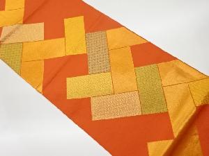 リサイクル　変わり檜垣模様織出し全通袋帯